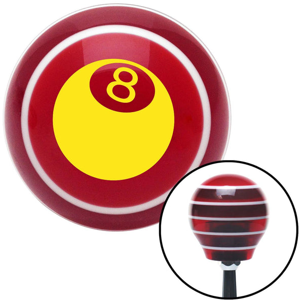 Yellow 3D 8 Ball  Red Stripe Shift Knob with M16 x 15 Insert