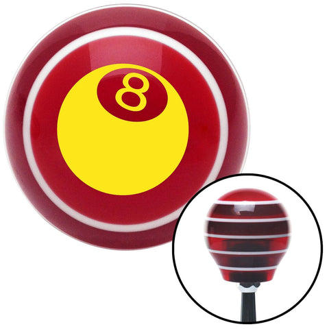 Yellow 3D 8 Ball  Red Stripe Shift Knob with M16 x 15 Insert