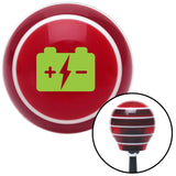 Green Battery Charge Symbol Red Stripe Shift Knob with M16 x 15 Insert