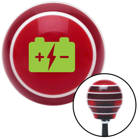 Green Battery Charge Symbol Red Stripe Shift Knob with M16 x 15 Insert