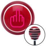 Pink Smooth Middle Finger Red Stripe Shift Knob with M16 x 15 Insert