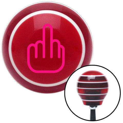 Pink Smooth Middle Finger Red Stripe Shift Knob with M16 x 15 Insert
