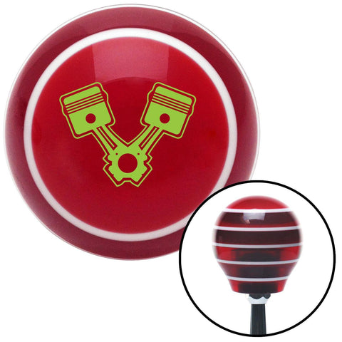 Green 2 Pistons Red Stripe Shift Knob with M16 x 15 Insert