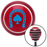 Blue Horseshoe Over Spade Red Stripe Shift Knob with M16 x 15 Insert