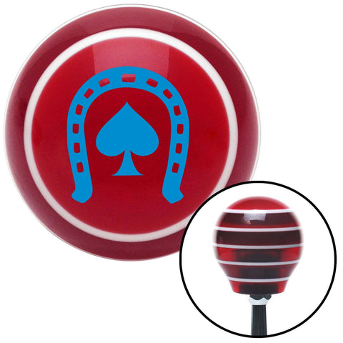 Blue Horseshoe Over Spade Red Stripe Shift Knob with M16 x 15 Insert