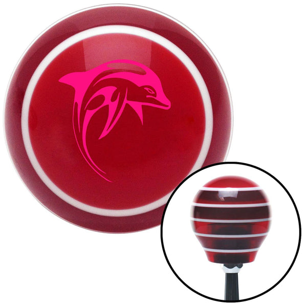 Pink Artistic Dolphin Red Stripe Shift Knob with M16 x 15 Insert