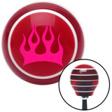 Pink Crescent Flames Red Stripe Shift Knob with M16 x 15 Insert