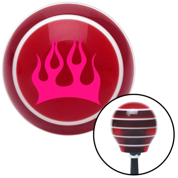 Pink Crescent Flames Red Stripe Shift Knob with M16 x 15 Insert