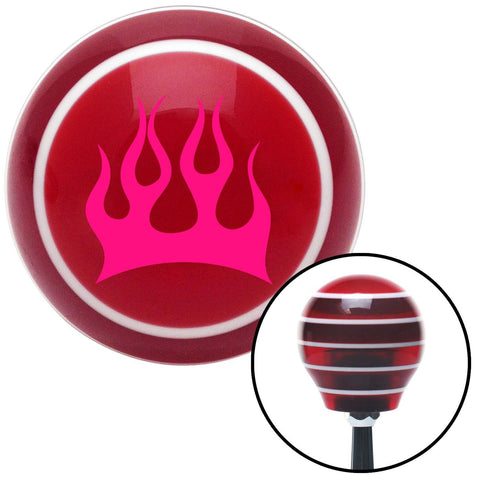 Pink Crescent Flames Red Stripe Shift Knob with M16 x 15 Insert