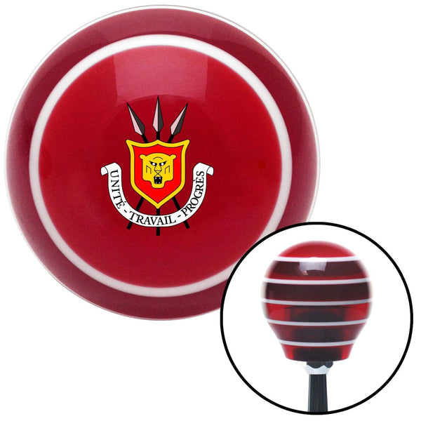 Burundi Coat of Arms Red Stripe Shift Knob with M16 x 15 Insert