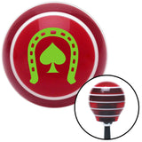 Green Horseshoe Over Spade Red Stripe Shift Knob with M16 x 15 Insert