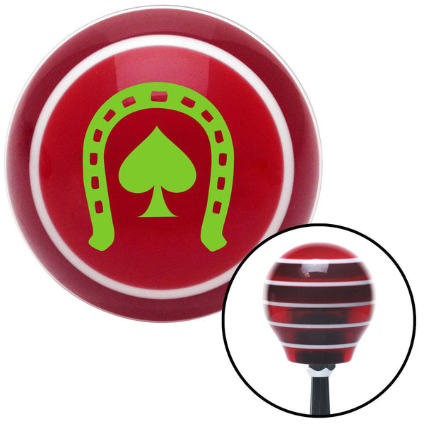 Green Horseshoe Over Spade Red Stripe Shift Knob with M16 x 15 Insert
