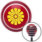 Yellow Hawaiian Flower 1 Red Stripe Shift Knob with M16 x 15 Insert