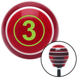 Green Racing Number 3 Red Stripe Shift Knob with M16 x 15 Insert
