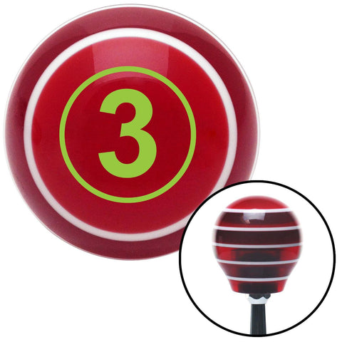 Green Racing Number 3 Red Stripe Shift Knob with M16 x 15 Insert