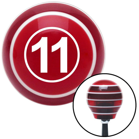 White Ball 11 Red Stripe Shift Knob with M16 x 15 Insert