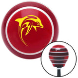 Yellow Artistic Dolphin Red Stripe Shift Knob with M16 x 15 Insert