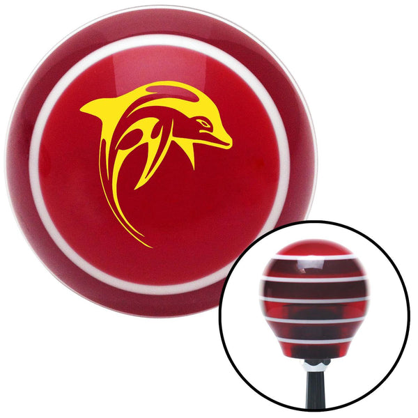 Yellow Artistic Dolphin Red Stripe Shift Knob with M16 x 15 Insert