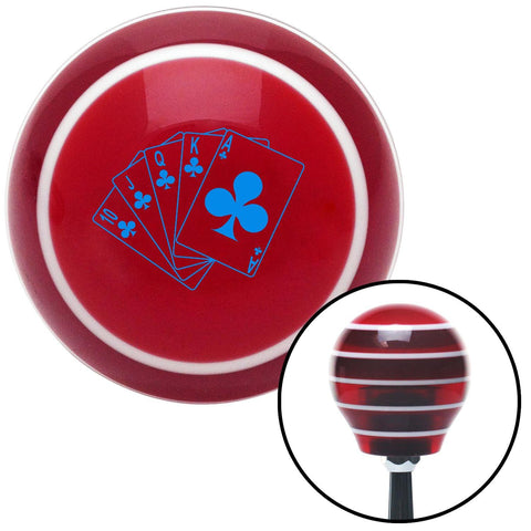 Blue Royal Flush Clubs Red Stripe Shift Knob with M16 x 15 Insert