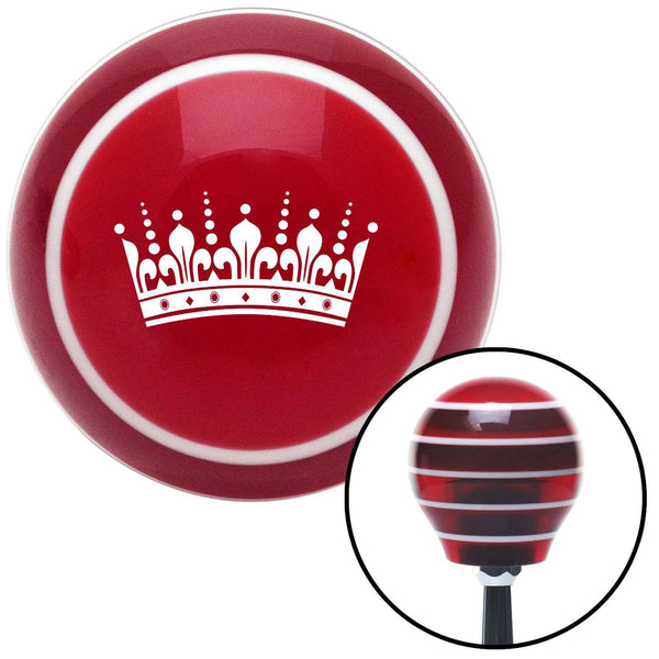 White Queens Crown Red Stripe Shift Knob with M16 x 15 Insert