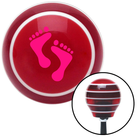 Pink Bare Feet Red Stripe Shift Knob with M16 x 15 Insert