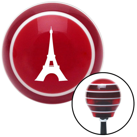 White The Eiffel Tower Red Stripe Shift Knob with M16 x 15 Insert