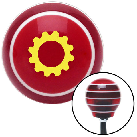 Yellow Solid Gear Red Stripe Shift Knob with M16 x 15 Insert