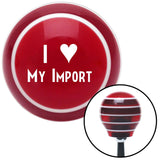 White I 3 MY IMPORT Red Stripe Shift Knob with M16 x 15 Insert