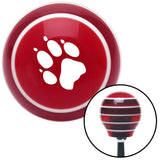 White Paw Print Red Stripe Shift Knob with M16 x 15 Insert