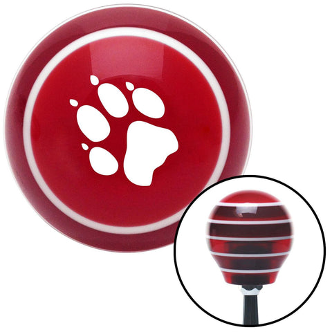White Paw Print Red Stripe Shift Knob with M16 x 15 Insert