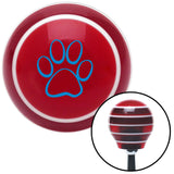 Blue Paw Print Outline Red Stripe Shift Knob with M16 x 15 Insert