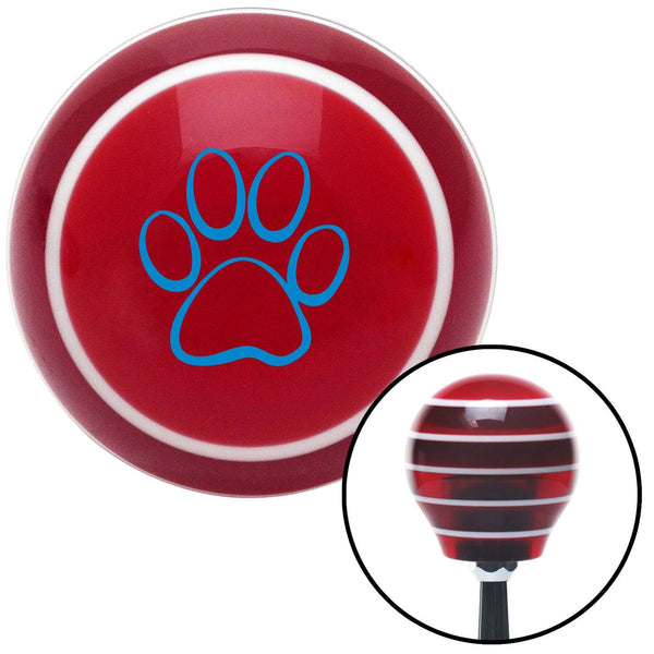 Blue Paw Print Outline Red Stripe Shift Knob with M16 x 15 Insert