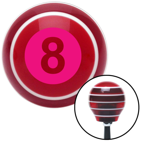 Pink 8 Ball Red Stripe Shift Knob with M16 x 15 Insert