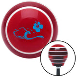 Blue Ocean Waves w Flower Red Stripe Shift Knob with M16 x 15 Insert