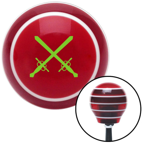 Green Swords Crossing Red Stripe Shift Knob with M16 x 15 Insert