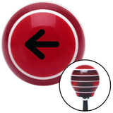 Black Solid Directional Arrow Left Red Stripe Shift Knob with M16 x 15 Insert