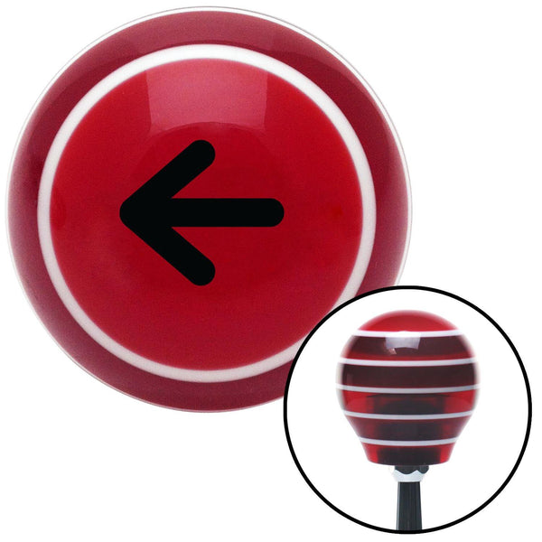 Black Solid Directional Arrow Left Red Stripe Shift Knob with M16 x 15 Insert