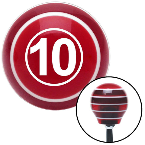 White Ball 10 Red Stripe Shift Knob with M16 x 15 Insert
