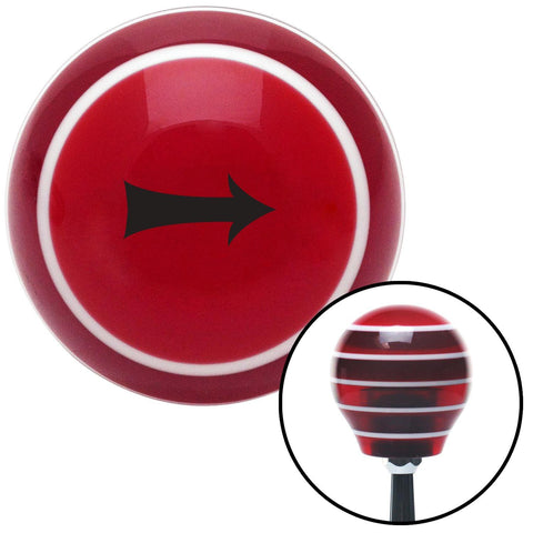 Black Fancy Solid Directional Arrow Right Red Stripe Shift Knob with M16 x 15 Insert