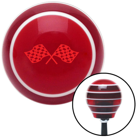 Red  Checkered Racing Flags Red Stripe Shift Knob with M16 x 15 Insert