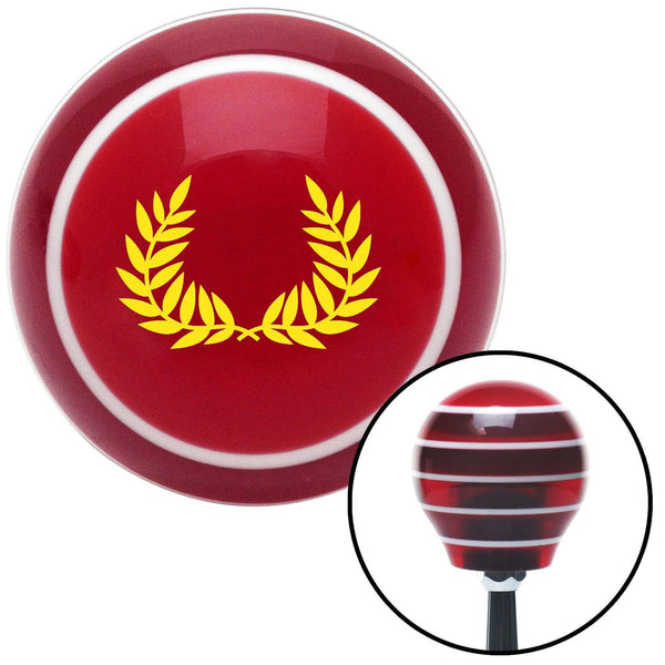 Yellow Hawaiian Leaf 2 Red Stripe Shift Knob with M16 x 15 Insert