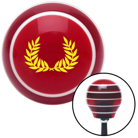 Yellow Hawaiian Leaf 2 Red Stripe Shift Knob with M16 x 15 Insert