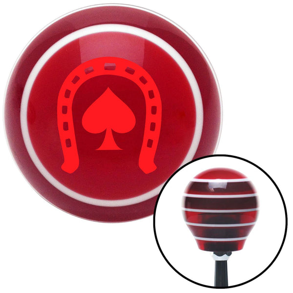 Red Horseshoe Over Spade Red Stripe Shift Knob with M16 x 15 Insert