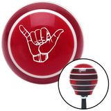 White Hang Loose w Detailed hand Red Stripe Shift Knob with M16 x 15 Insert