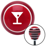 White Martini Glass w Olive Red Stripe Shift Knob with M16 x 15 Insert