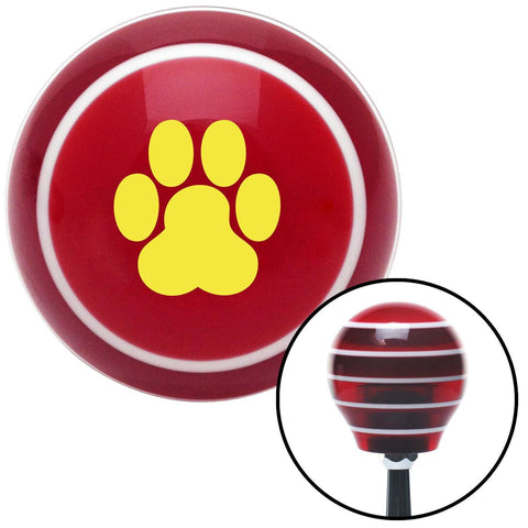 Yellow Pawprint Red Stripe Shift Knob with M16 x 15 Insert