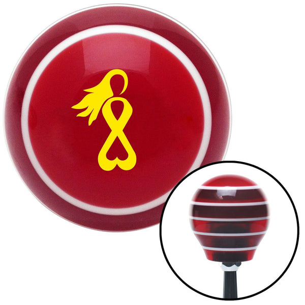 Yellow Breast Cancer Awareness Red Stripe Shift Knob with M16 x 15 Insert