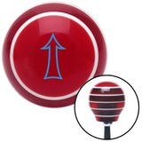 Blue Fancy Outlined Directional Arrow Up Red Stripe Shift Knob with M16 x 15 Insert