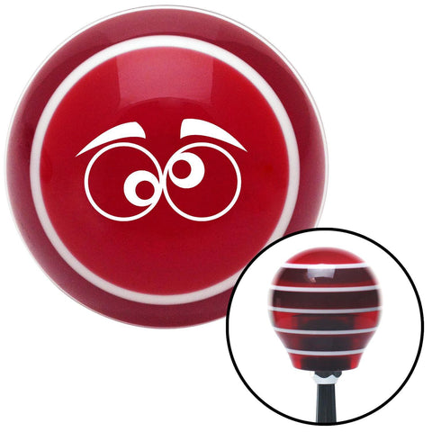 White Funny Eyes Red Stripe Shift Knob with M16 x 15 Insert