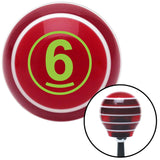 Green Ball 6 Red Stripe Shift Knob with M16 x 15 Insert